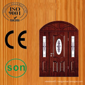 Solid oak material double swing entrance door designs